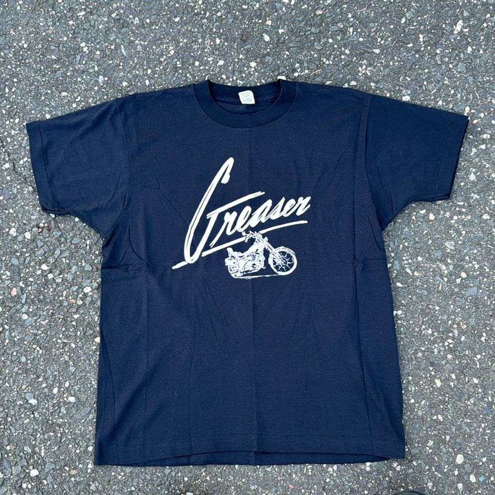 Vintage 80s Greaser biker t shirt size large thin single stitch